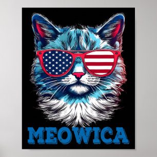 Patriotic Cat Sungles American Flag 4th Of July Me Poster