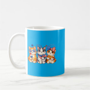 Patriotic Cat Trio Fourth Of July Cute Kitten Usa Coffee Mug