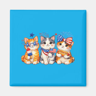 Patriotic Cat Trio Fourth Of July Cute Kitten Usa Magnet
