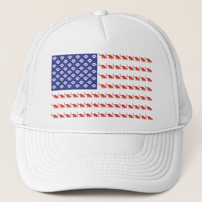 Patriotic Cat/USA Trucker Hat (Front)