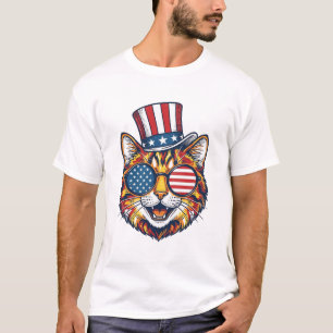 Patriotic Cat Vintage Engraving Shirt Design_1