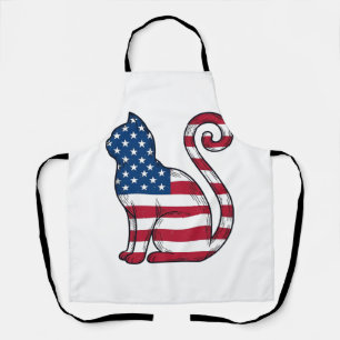 Patriotic Cat Vintage Engraving Vector Design_1 Apron