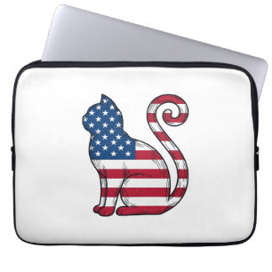 Patriotic Cat Vintage Engraving Vector Design_1 Laptop Sleeve