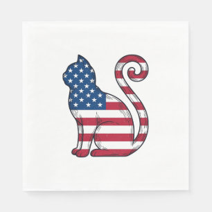 Patriotic Cat Vintage Engraving Vector Design_1 Napkin