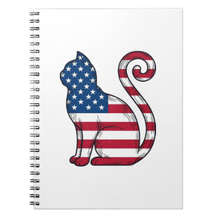 Patriotic Cat Vintage Engraving Vector Design_1 Notebook