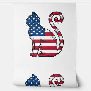 Patriotic Cat Vintage Engraving Vector Design_1 Wallpaper