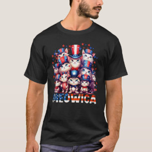 Patriotic Cats American Flag 4th of July Meowica T-Shirt