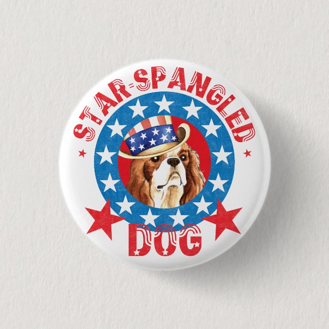 Patriotic Cavalier King Charles Spaniel 3 Cm Round Badge (Front)