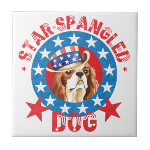 Patriotic Cavalier King Charles Spaniel Ceramic Tile