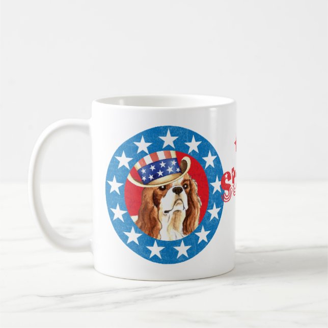 Patriotic Cavalier King Charles Spaniel Coffee Mug (Left)