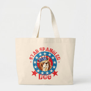 Patriotic Cavalier King Charles Spaniel Large Tote Bag