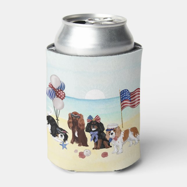 Patriotic Cavalier King Charles Spaniels  Can Cooler (Can Front)