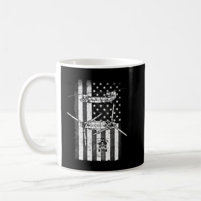 Patriotic CH-47 Chinook Helicopter American flag Coffee Mug (Left)