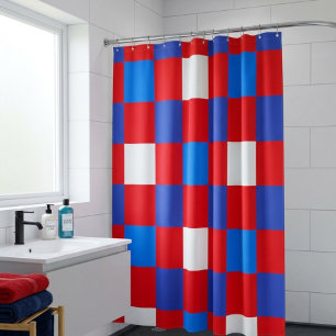Patriotic Chequered Stripe Shower Curtain