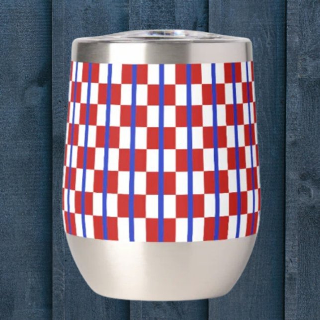Patriotic Chequered Stripe Stemless Wine Tumbler (Creator Uploaded)