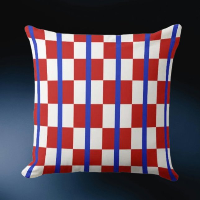 Patriotic Chequered Stripe Throw Pillow (Creator Uploaded)