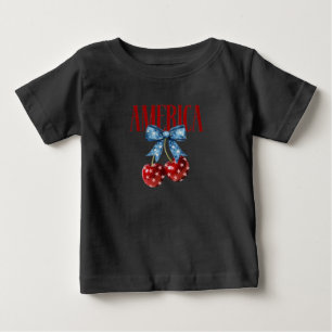 Patriotic Cherries with Stars and Bow Baby T-Shirt