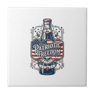 Patriotic Cherry Soda Retro Vector Graphic Tee_1 Ceramic Tile