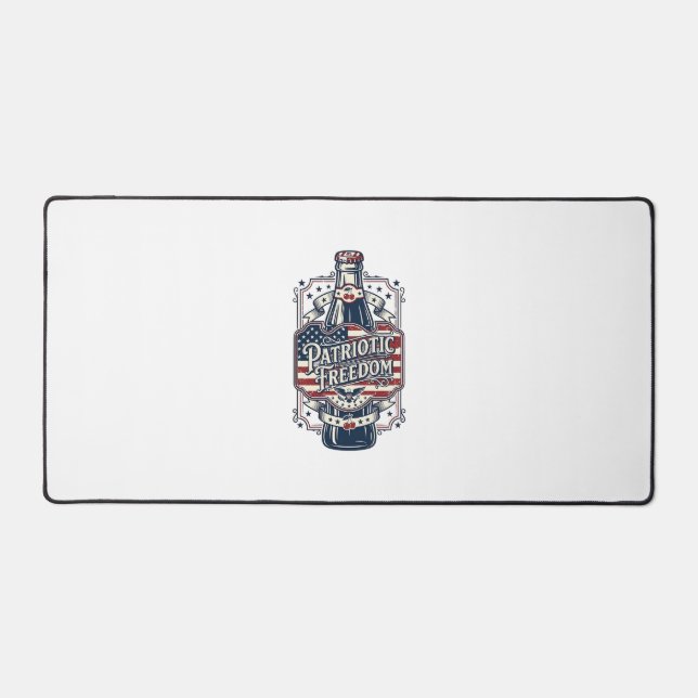 Patriotic Cherry Soda Retro Vector Graphic Tee_1 Desk Mat (Front)