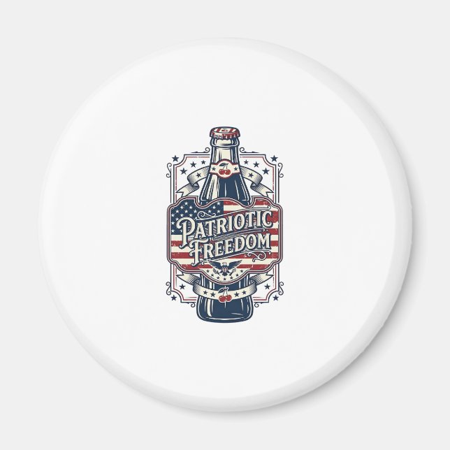 Patriotic Cherry Soda Retro Vector Graphic Tee_1 Magnet (Front)