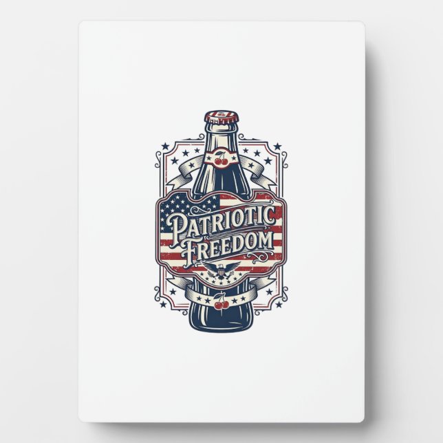 Patriotic Cherry Soda Retro Vector Graphic Tee_1 Plaque (Front)