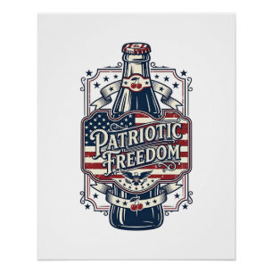 Patriotic Cherry Soda Retro Vector Graphic Tee_1 Poster