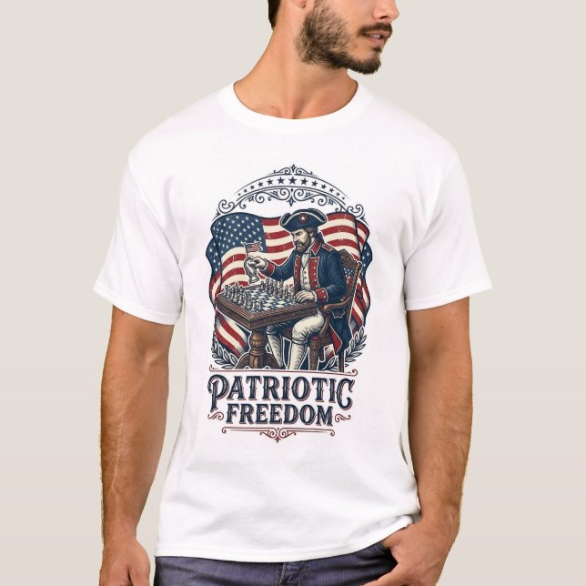 Patriotic Chess Player Vector Graphic Tee (Front)