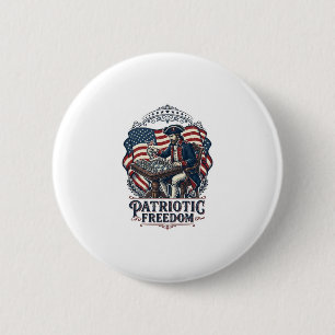 Patriotic Chess Player Vector Graphic Tee 6 Cm Round Badge