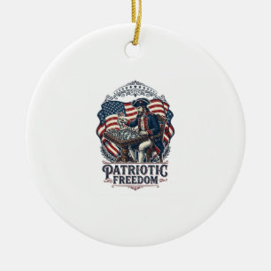 Patriotic Chess Player Vector Graphic Tee Ceramic Ornament