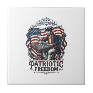 Patriotic Chess Player Vector Graphic Tee Ceramic Tile