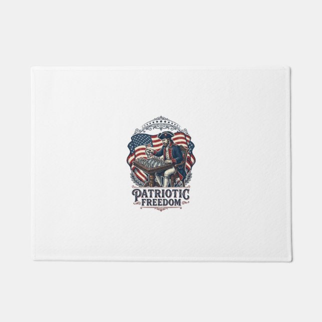 Patriotic Chess Player Vector Graphic Tee Doormat (Front)