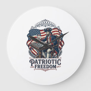 Patriotic Chess Player Vector Graphic Tee Large Clock