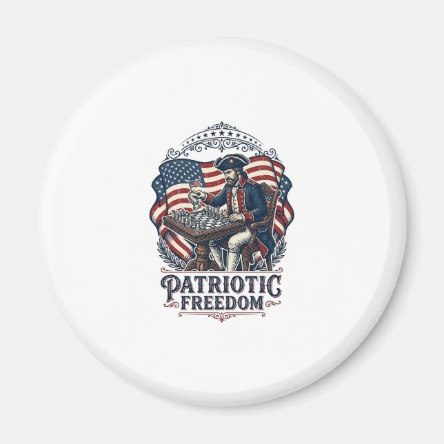 Patriotic Chess Player Vector Graphic Tee Magnet (Front)