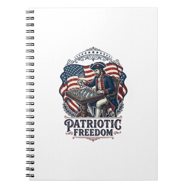 Patriotic Chess Player Vector Graphic Tee Notebook (Front)