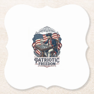Patriotic Chess Player Vector Graphic Tee Paper Coaster