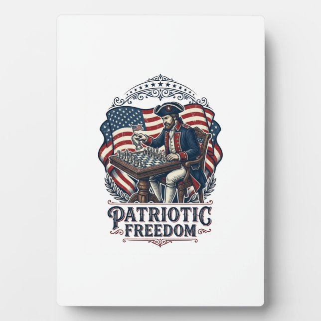 Patriotic Chess Player Vector Graphic Tee Plaque (Front)