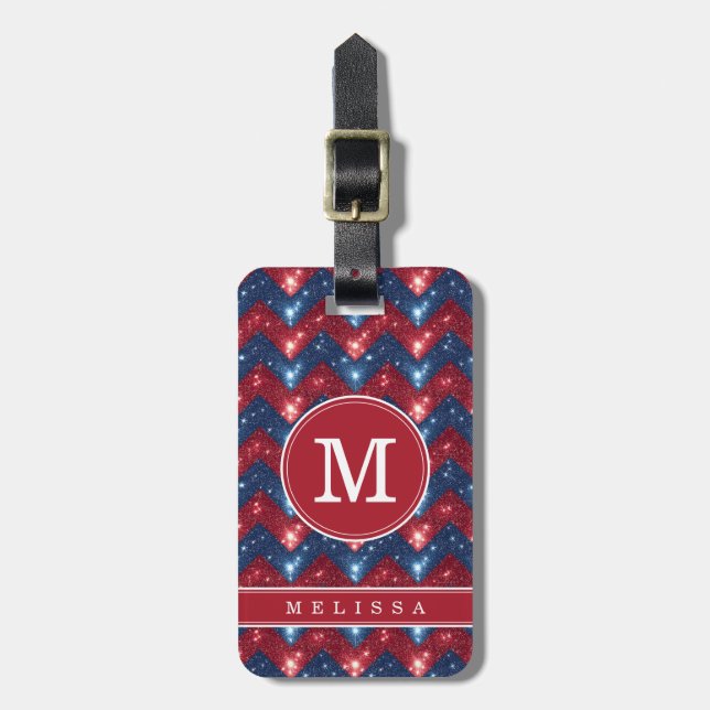 Patriotic Chevron Background Luggage Tag (Front Vertical)