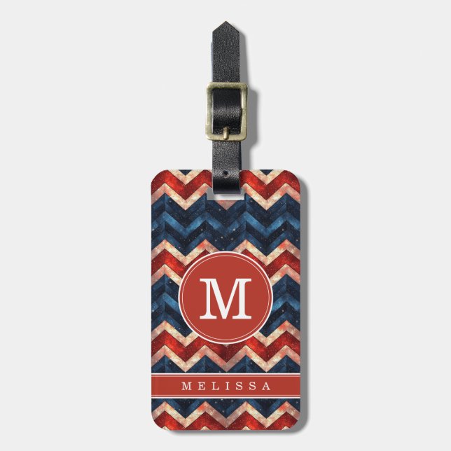 Patriotic Chevron Background Luggage Tag (Front Vertical)
