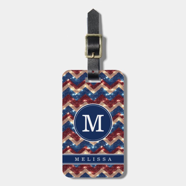 Patriotic Chevron Background Luggage Tag (Front Vertical)