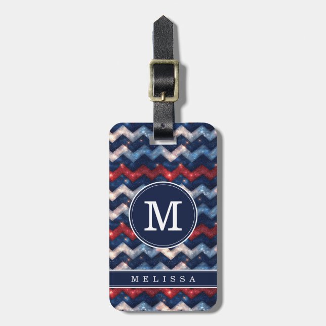Patriotic Chevron Background Luggage Tag (Front Vertical)