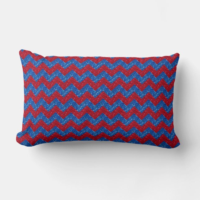 Patriotic Chevron Glitter PILLOW (Front)