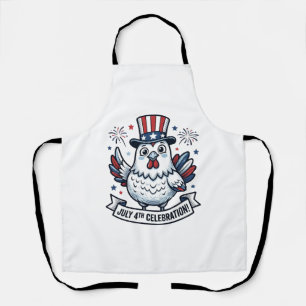 Patriotic Chicken July 4th Celebration T-Shirt Des Apron