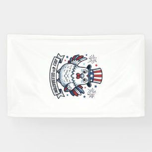Patriotic Chicken July 4th Celebration T-Shirt Des Banner