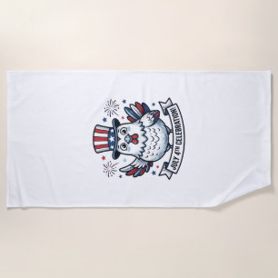 Patriotic Chicken July 4th Celebration T-Shirt Des Beach Towel
