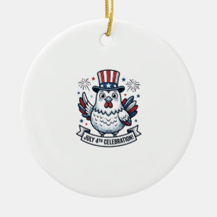 Patriotic Chicken July 4th Celebration T-Shirt Des Ceramic Ornament