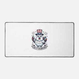 Patriotic Chicken July 4th Celebration T-Shirt Des Desk Mat