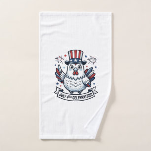 Patriotic Chicken July 4th Celebration T-Shirt Des Hand Towel