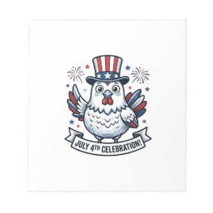 Patriotic Chicken July 4th Celebration T-Shirt Des Notepad