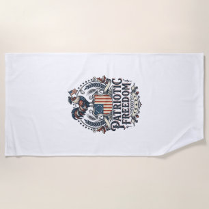 Patriotic Chicken Keeper Vector Graphic Tee_1 Beach Towel