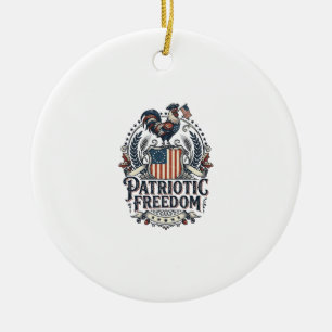 Patriotic Chicken Keeper Vector Graphic Tee_1 Ceramic Ornament